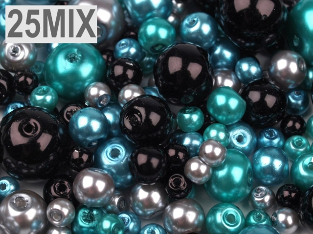 Voskované perly mix velikostí a barev 4 - 12 mm - MIX 25
