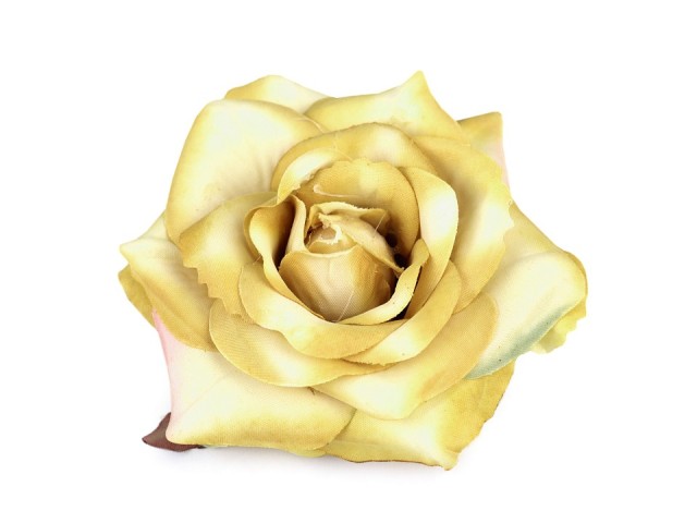 Umělý květ růže 70 mm hořčicová