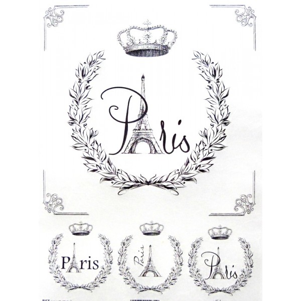Rýžový papír A4 pro tvoření - Paris s korunou
