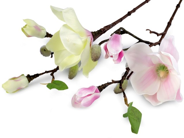 Umělá větvička magnolie  bílá - růžová