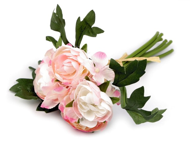 Umělá kytice pryskyřník a hortenzie - růžová nejsv.