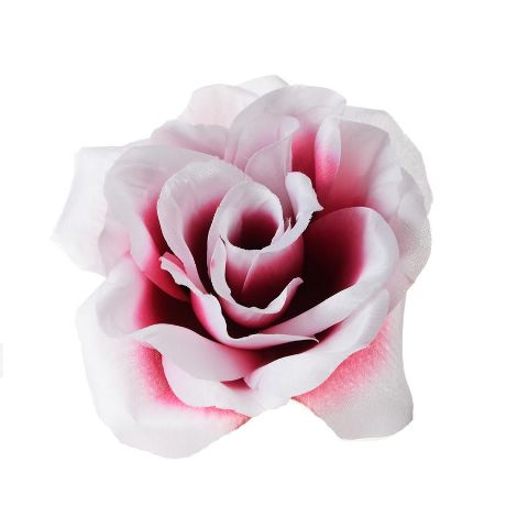 Růže satén 11 cm - bordó-bílá