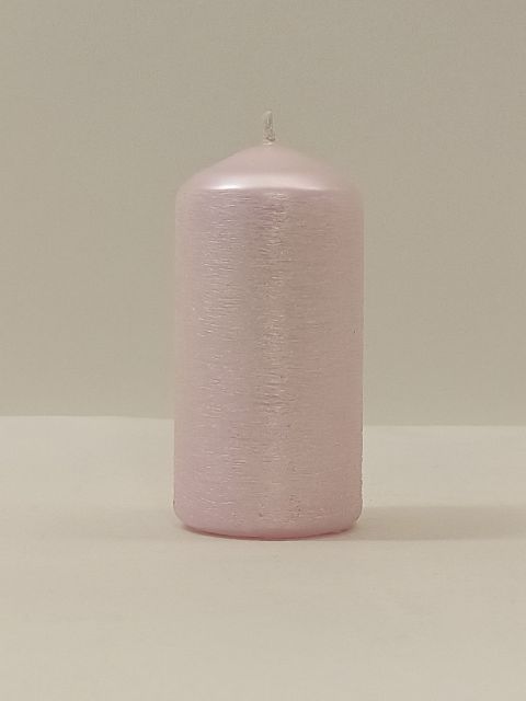 Svíčka válec drápaný 50/100 - sv. růžová