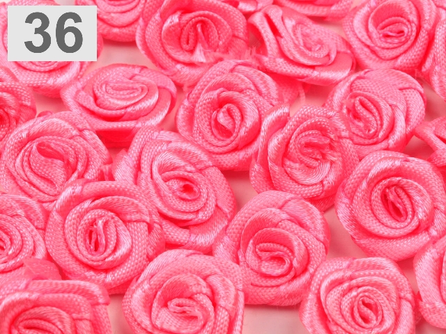 Textilní růžička 13 - 15 mm - neonově růžová - balení