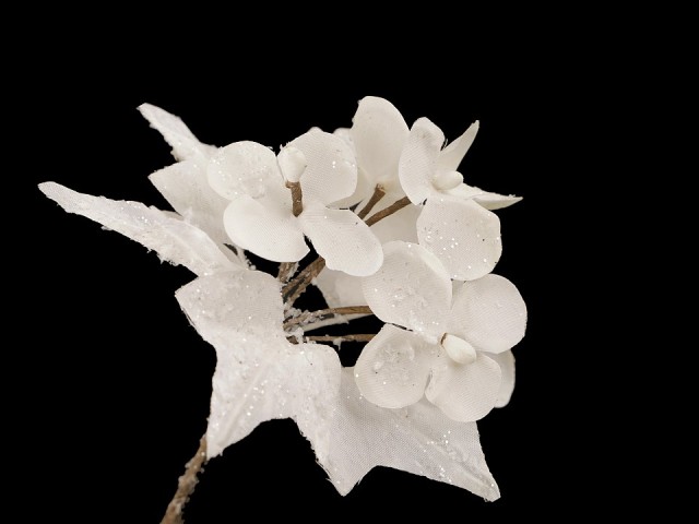 Umělé květy na drátku zasněžené Off White