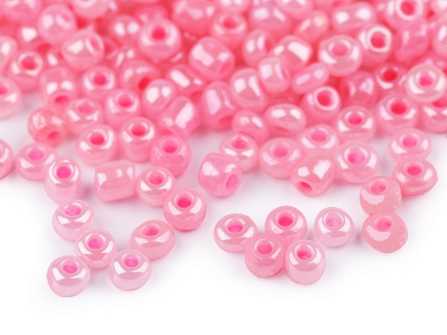 Rokajl 6/0 - 4 mm perleťový, neprůhledný růžová světlá 50 g 