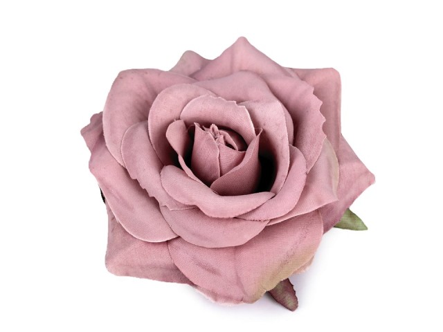 Umělý květ růže 70 mm starorůžová sv.