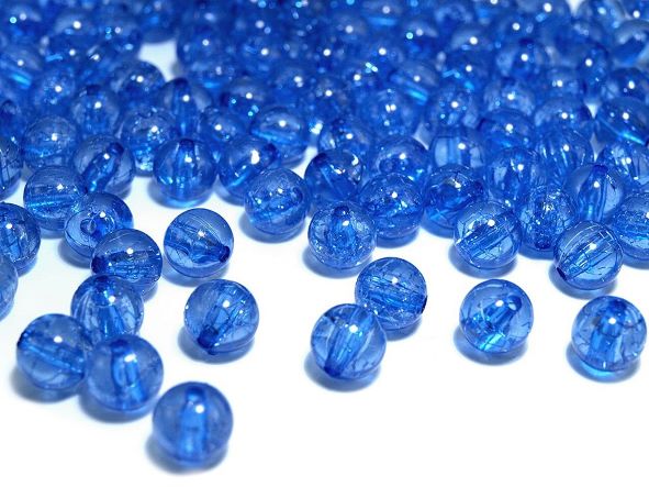 Plastové korálky kraklované 8 mm modrá královská