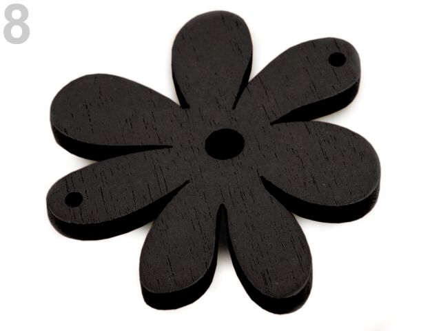 Dřevěný květ 35 x 40 mm - černá
