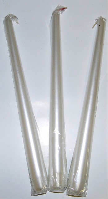Kónická svíce 25 cm - PERLEŤOVÁ metalická - ks