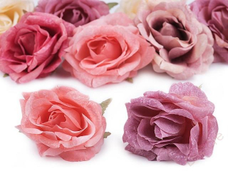 Umělý květ růže 7cm - fialová sv.