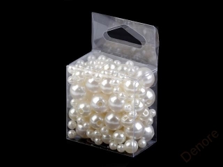 Plastové voskové korálky / perly Glance mix velikostí IVORY