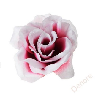 Růže satén 11 cm - bordó-bílá