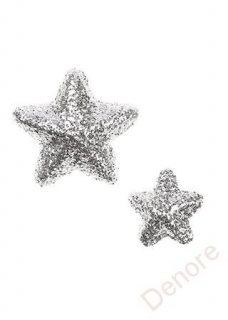 Hvězdičky z polystyrenu v stříbrné barvě, mix 2velikostí - 24ks