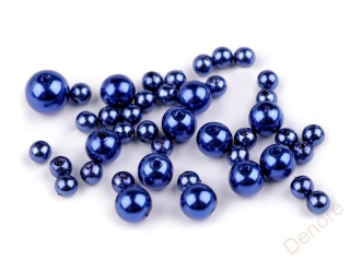 Plastové voskové korálky / perly Glance mix velikostí modrá berlínská
