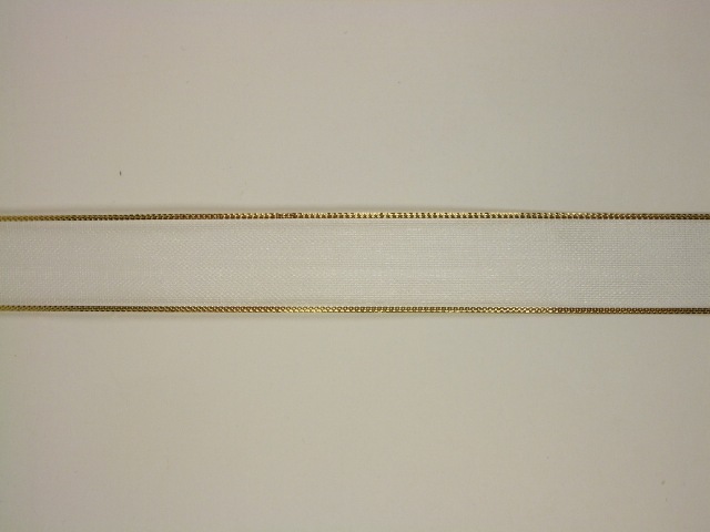 Voálová stuha s rexorovými okraji šíře 25 mm ZLATÁ