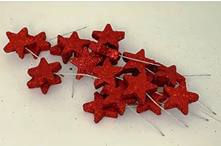 Dekorační glitrováí hvězdička 3 cm - červená