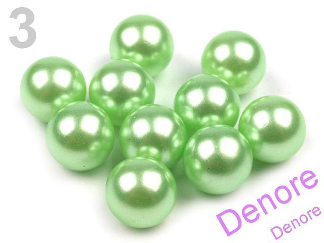 Voskovaná perla 1 cm bez dírky - zelená 