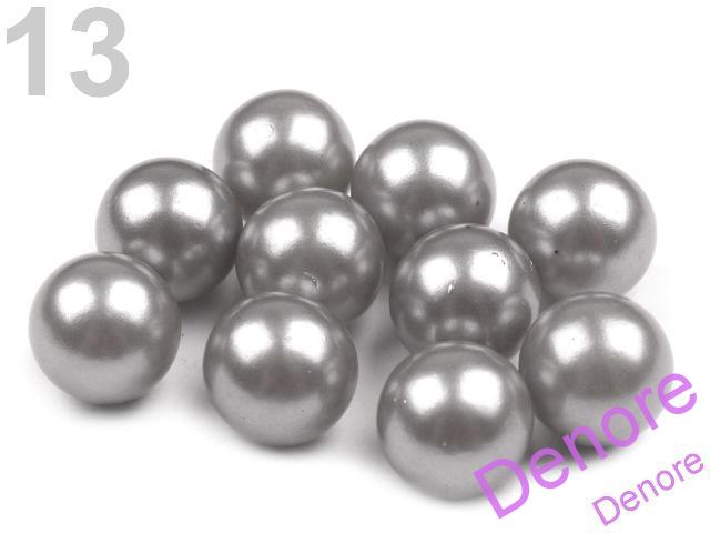 Voskovaná perla 1 cm bez dírky - šedá