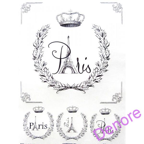 Rýžový papír A4 pro tvoření - Paris s korunou