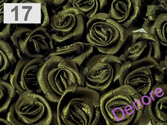 Textilní růžička 13 - 15 mm - tm. zelená 17