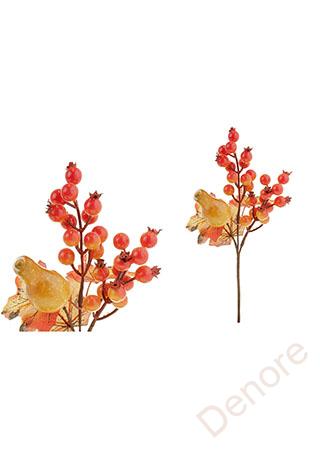 Větvička podzimní s jeřabinou a dýní 29 cm