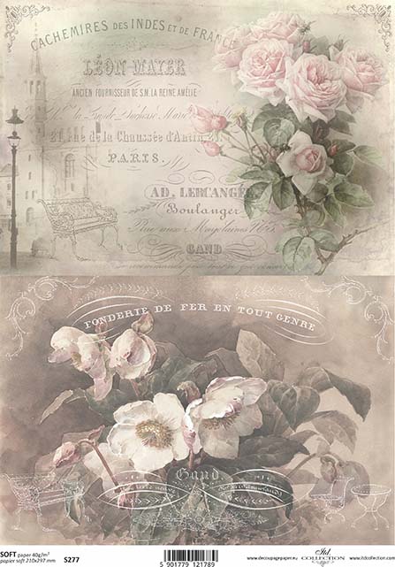 Papír soft A4 pro tvoření - Růže vintage