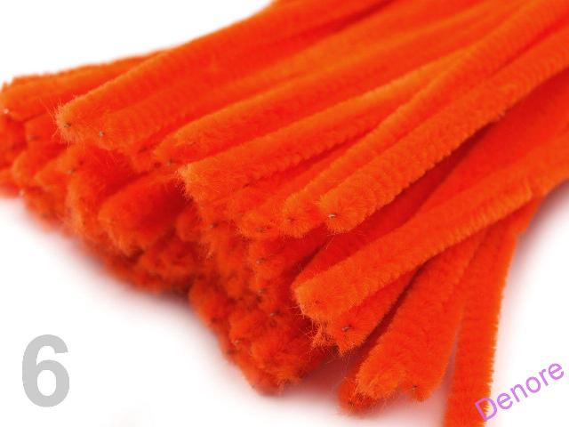 Chlupatý drátek 6 mm - oranžová - 30 cm