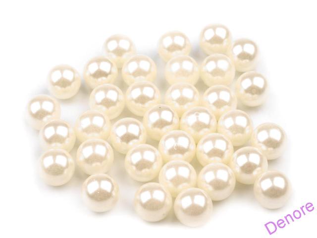 Plastové kuličky 6 mm s perleťovým povrchem - 10 gramů IVORY