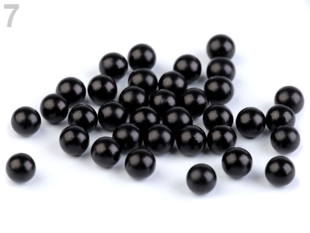Plastové kuličky 6 mm s perleťovým povrchem - 10 gramů ČERNÁ