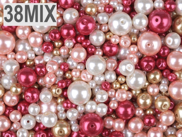 Voskované perly mix velikostí a barev 4 - 12 mm - MIX 38