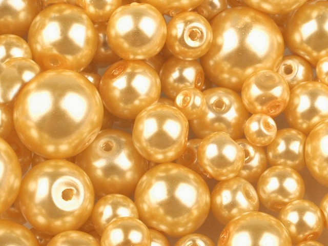 Skleněné voskové perly mix velikostí 4 - 12 mm ZLATÁ SVĚTLÁ