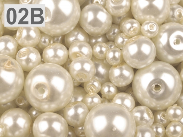 Skleněné voskové perly mix velikostí 4 - 12 mm PŘÍRODNÍ BÍLÁ