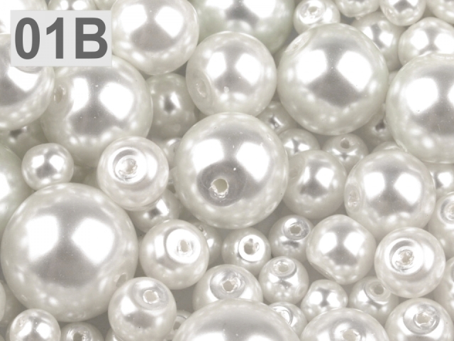 Skleněné voskové perly mix velikostí 4 - 12 mm BÍLÁ