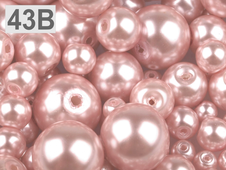 Skleněné voskové perly mix velikostí 4 - 12 mm PUDROVÁ
