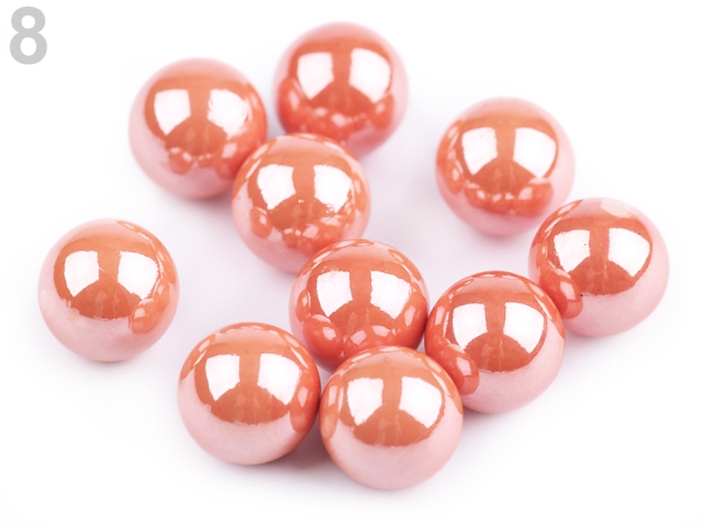 Dekorační kuličky - perly bez dírek 10 mm lesklé MERUŇKOVÁ