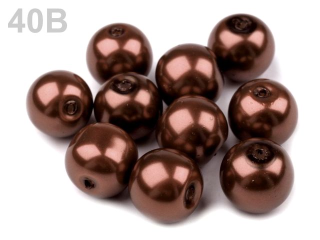 Skleněné voskové perly 8 mm HNĚDÁ TMAVÁ 50 g