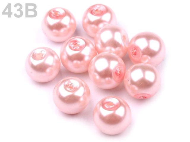 Skleněné voskové perly 8 mm PUDROVÁ 50 g