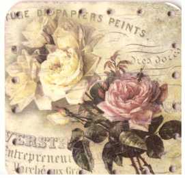 Dno - čtverec 10 cm - růže vintage