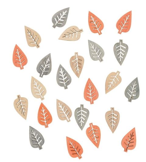 Listy dřevo sada 24 ks krémová, šedá, oranžová