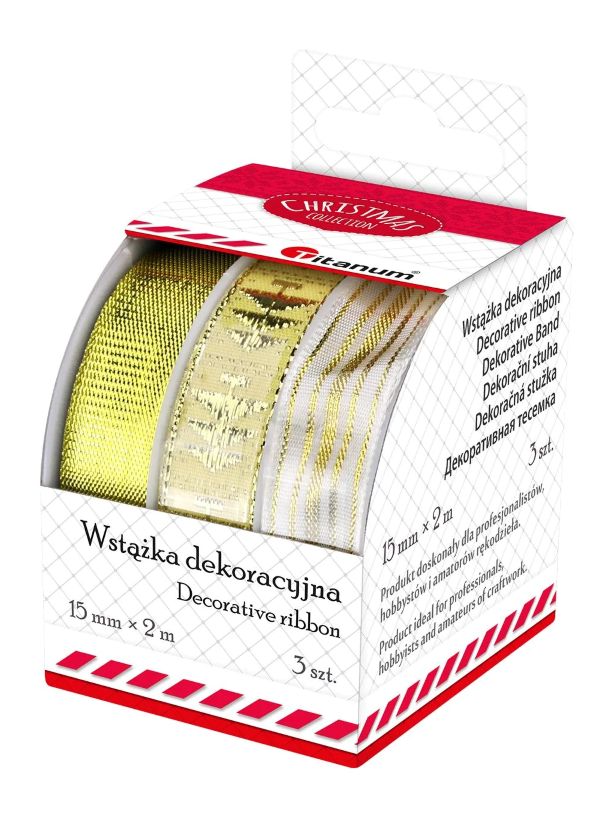 Stuhy, textilní, ZLATÉ, 1,5 cm, 2 m, 3 ks/bal.