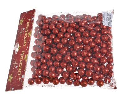 Polystyrénové kuličky, třpytivé, 1 cm (+-250 ks), červená