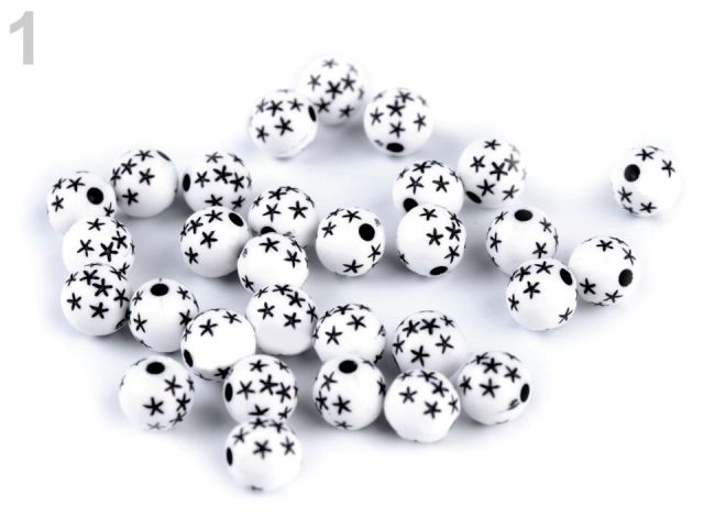 Plastové korálky s hvězdičkami 8 mm BÍLÁ