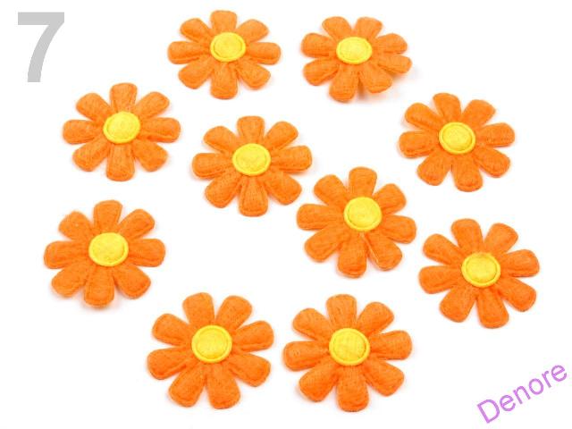 Květina 27 mm textilní - oranžová