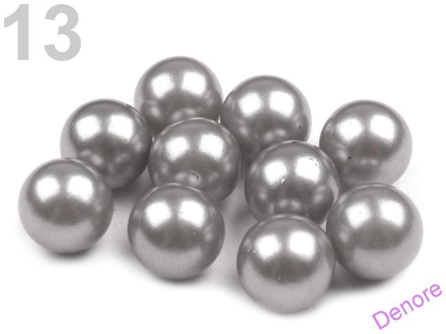 Voskovaná perla 1 cm bez dírky - šedá