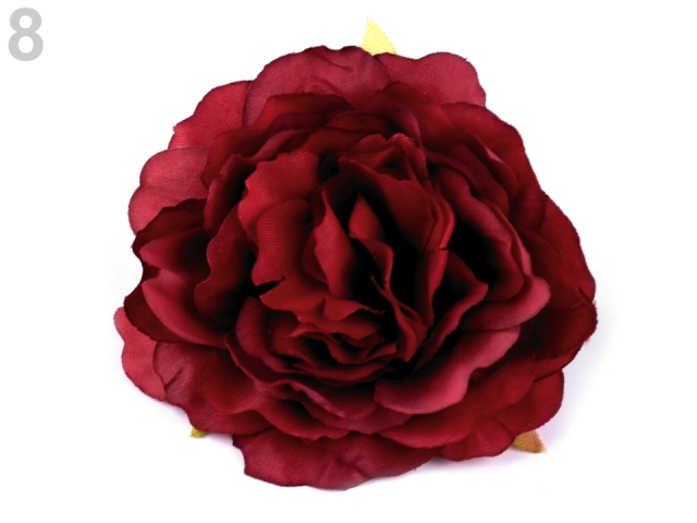 Umělý květ růže 65 mm BORDO