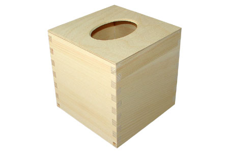 Dřevěná krabičká na kapesníčky s posuvným dnem - čtvercová