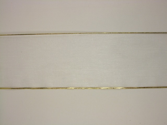 Voálová stuha s rexorovými okraji šíře 40 mm ZLATÁ