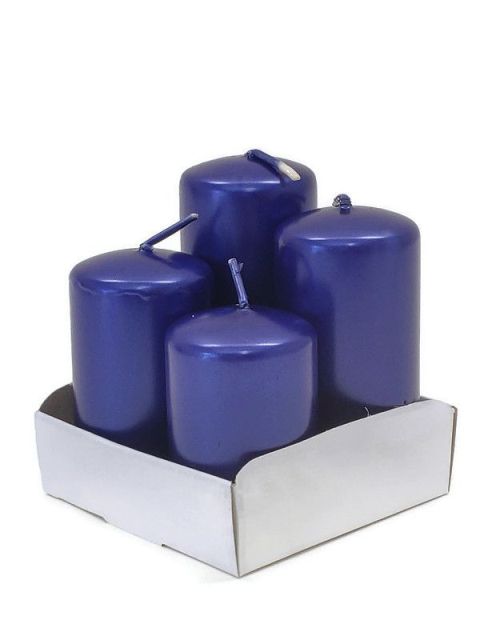 Adventní svíčky postupné metál - tm. modrá