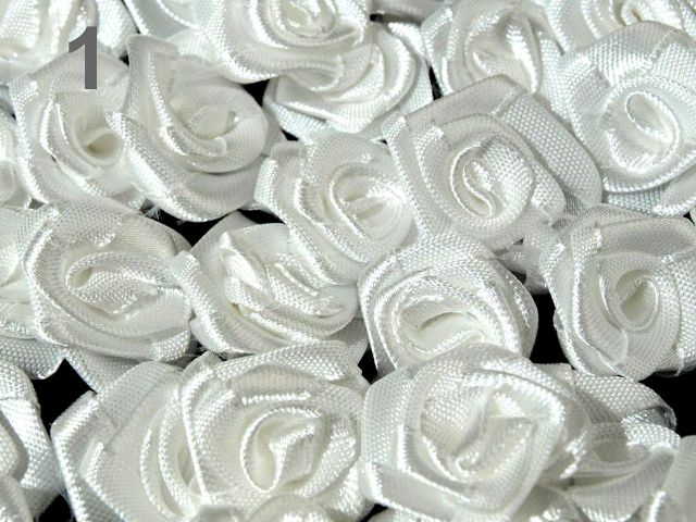 Textilní růžička 13 - 15 mm - bílá